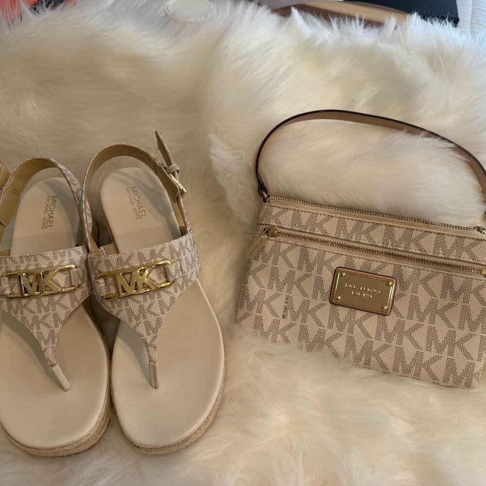 Michael Kors Bundle - Shoes and Clutch - MK design - Vanilla